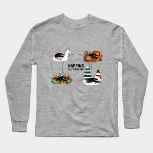 Four Season Cat Naps (Summer, Fall, Winter, Spring) Long Sleeve T-Shirt